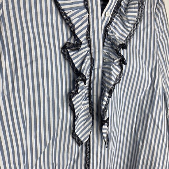 Karl Lagerfeld Blouse Size S Women's Collared Ruffle Bell Sleeve Button Down - Picture 3 of 6